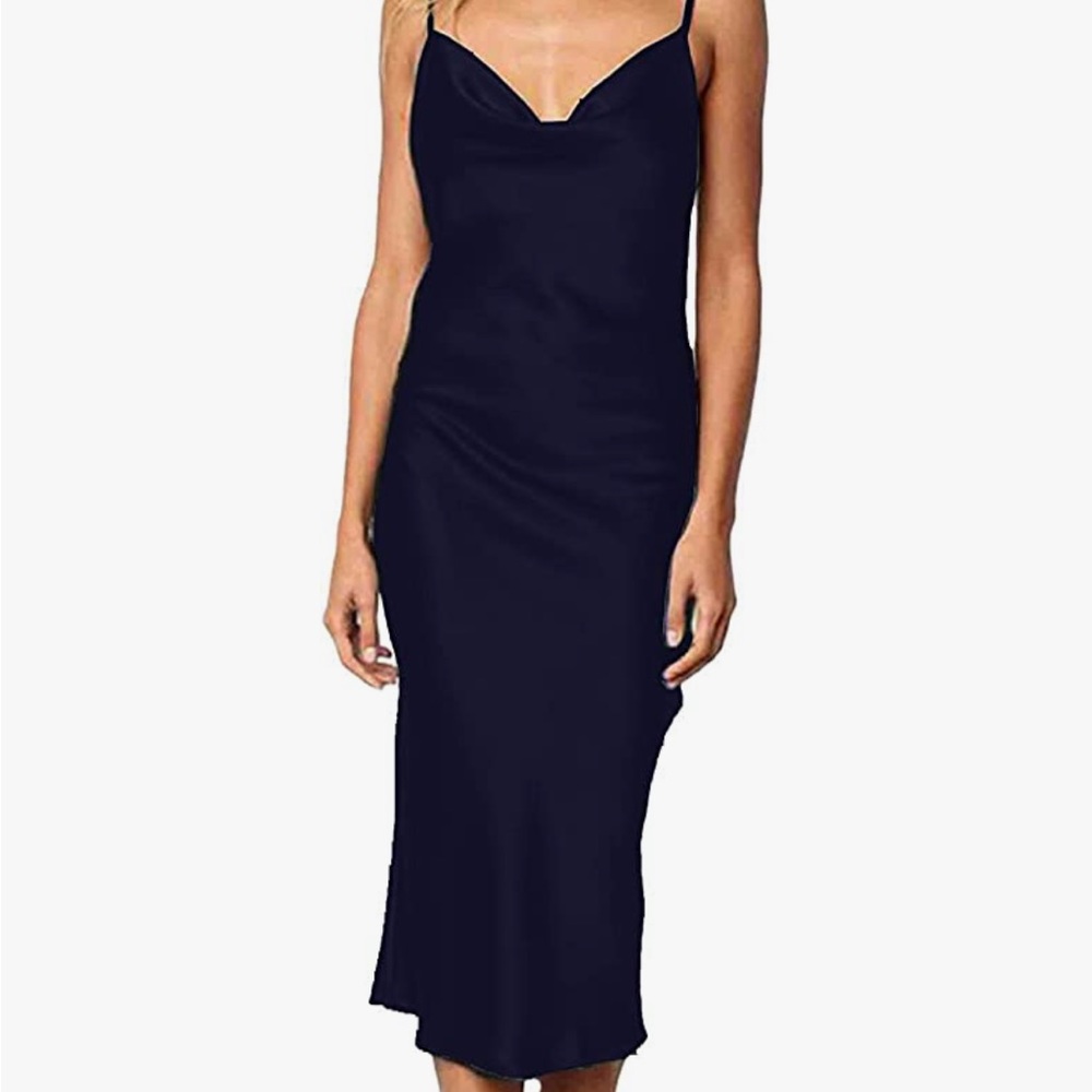 Dark Blue Satin Sress